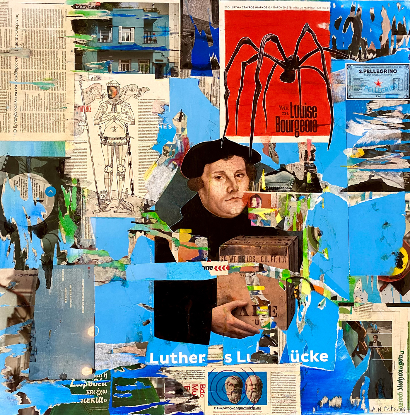 Martin-Luther-had-a-dream1x1mpainting-and-collage-on-canvas2022